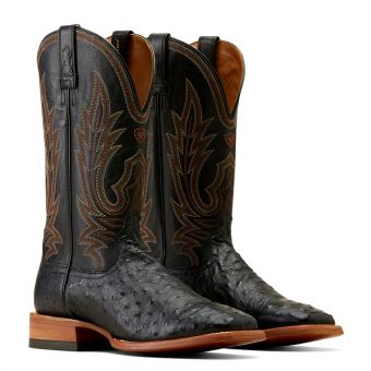 Ariat Men's Showboat Full-Quill Ostrich Boots - Black #7