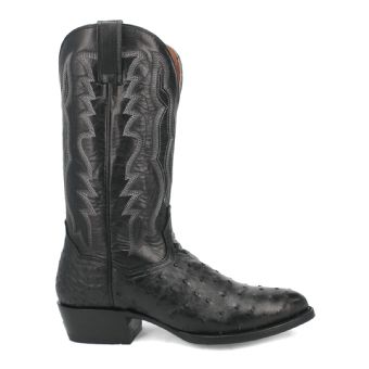Dan Post Men's Tempe Full Quill Ostrich R Toe Western Boots - Black #2