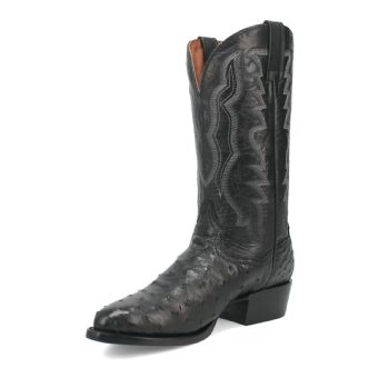 Dan Post Men's Tempe Full Quill Ostrich R Toe Western Boots - Black #8