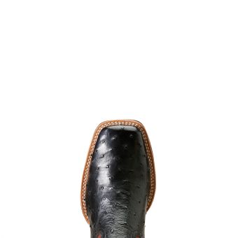 Ariat Men's Brandin' Ultra Full-Quill Ostrich Boots - Jet Black/Roasted Chestnut #5