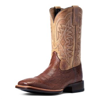 Ariat Men's Night Life Ultra Smooth Quill Ostrich Boots - Antique Tobacco/Sorrel Brown