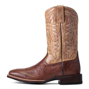 Ariat Men's Night Life Ultra Smooth Quill Ostrich Boots - Antique Tobacco/Sorrel Brown #2