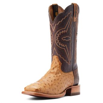 Ariat Men's Broncy Full Quill Ostrich Western Boots - Antique Saddle/Chestnut