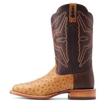 Ariat Men's Broncy Full Quill Ostrich Western Boots - Antique Saddle/Chestnut #2
