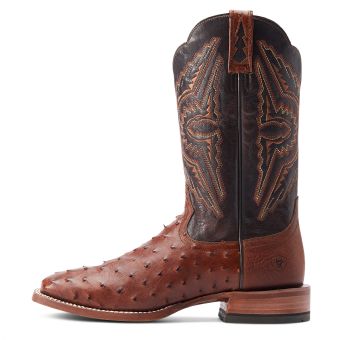 Ariat Men's Broncy Full Quill Ostrich Western Boots - Cinnamon/Dark Auburn #2