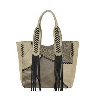 American West Gypsy Patch Zip Top Tote - Sand