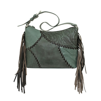 American West Gypsy Patch Zip Top Shoulder Bag - Turquoise