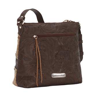 American West Saddle Ridge Zip Top Shoulder Bag - Chestnut Brown #4