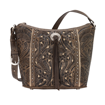American West Hill Country Zip Top Bucket Tote - Distressed Charcoal
