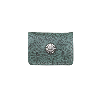 American West Small Ladies' Concho Tri-Fold Wallet - Turquoise