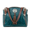American West Lariats And Lace Zip Top Tote w/ Secret Compartment - Dark Turquoise
