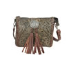 American West Lariats And Lace Zip Top Crossbody - Charcoal Brown