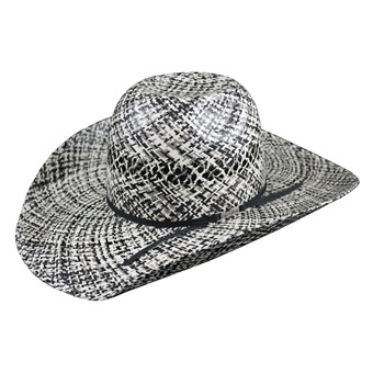 American Hat Co 20★ 6530 Two Tone Fancy Vent Straw Hat - Ivory/Black/Grey