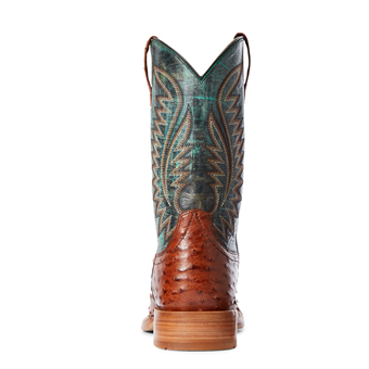 Ariat Men's Gallup Full-Quill Ostrich Boots - Brandy/Roaring Turquoise #3