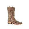Corral Men's Full Quill Ostrich Square Toe Boots - Brown