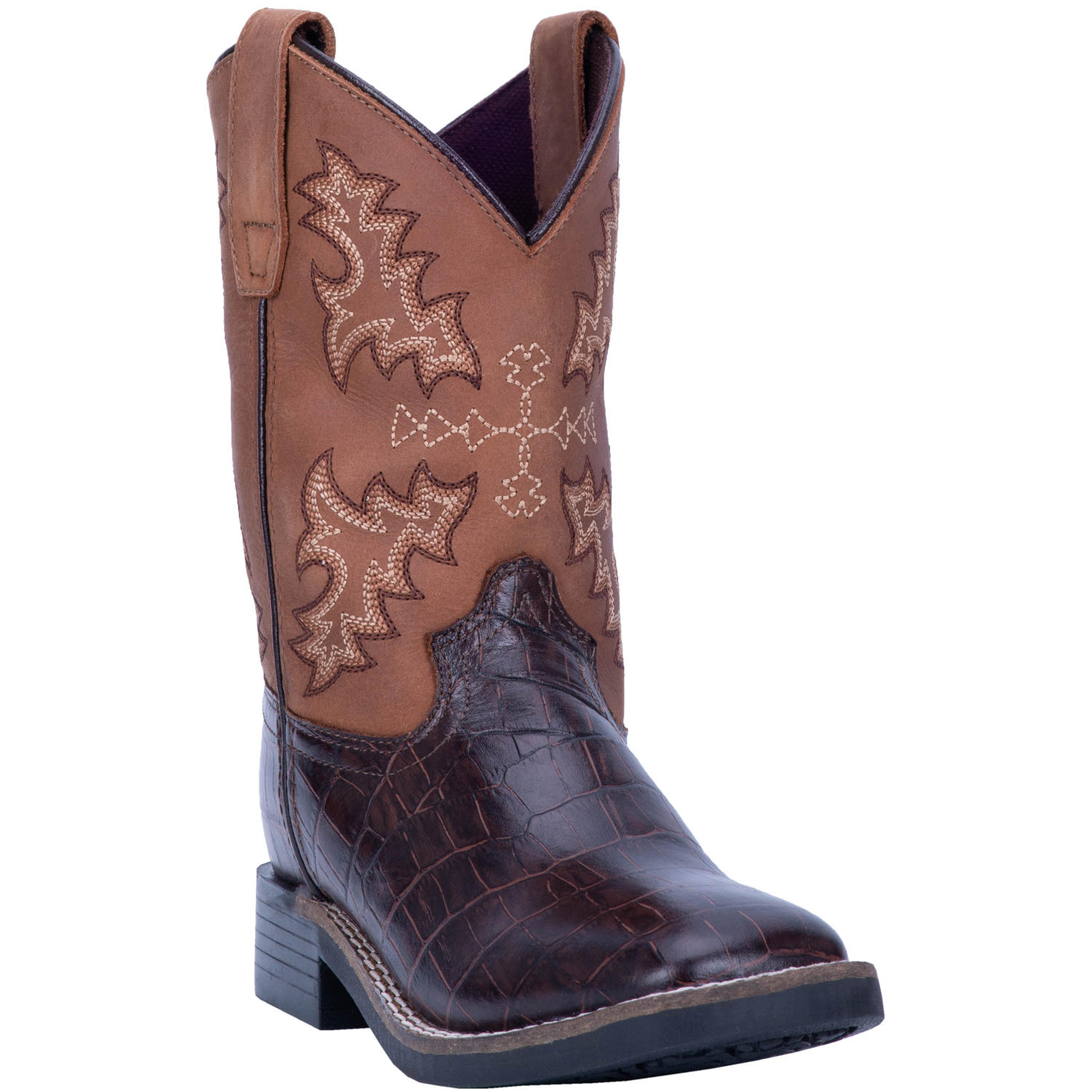 Pungo Ridge Dan Post Youth's Al E. Gator Cowboy Boots Chocolate/Tan
