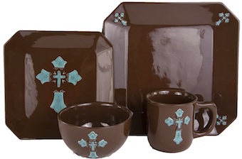 16-Piece Rustic Cross Dinnerware Set