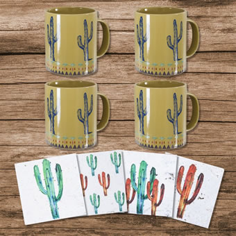 Cactus Coffee Mug and Coaster 8-Piece Set #2