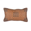 Basket Weave Leather Pillow W/Studs - Soft Tan