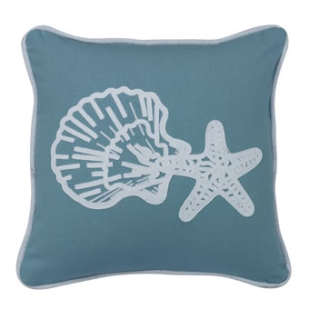 Star Embroidered Pillow - Aqua