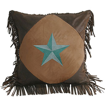 Laredo Barn Star Square Pillow w/Fringe #2
