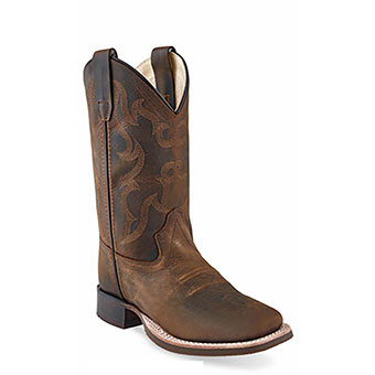 Old West Youth's Broad Square Toe Boots - Brown