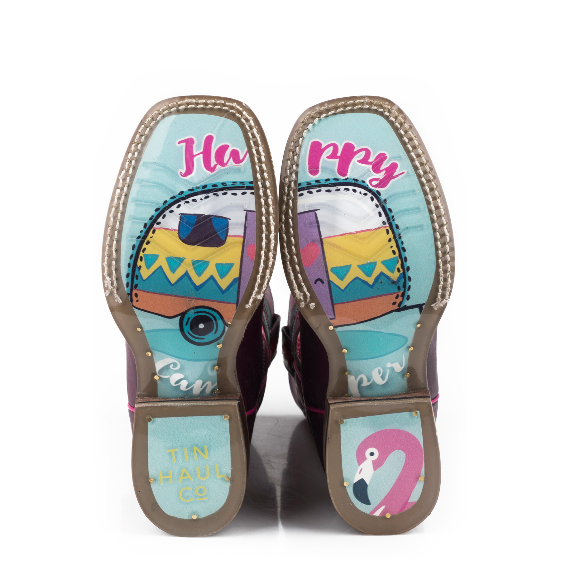 Pungo Ridge Tin Haul Kid's Flamingo Boots w/Happy Camper Sole, Kids