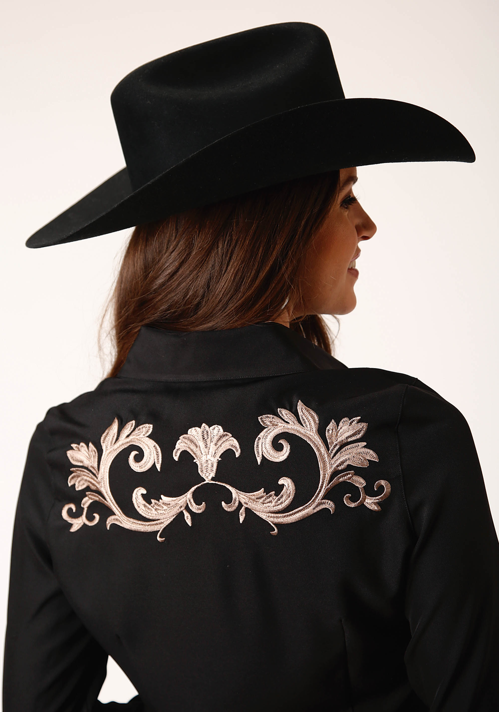 Roper Old West Collection Ladies Retro Shirt w/Scroll Embroidery - Black #3