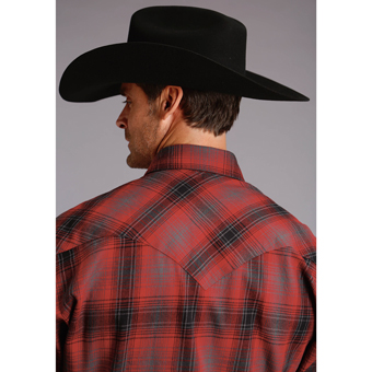 Stetson Men's Brushed Twill Flannel Plaid Shirt - Red/Black #2