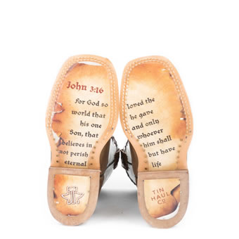 Tin Haul Kids Crosses Boots w/John 3:16 Sole #2