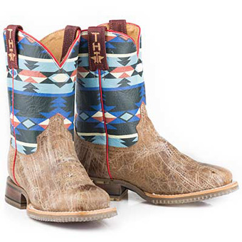 Tin Haul Kid's Awesome Aztec Boots w/Bull Skull Sole #3