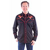Scully Men's Dueling Fiddles Embroidered Western Shirt