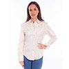 Scully Ladies Long Sleeve Shirt w/Floral Tooled Embroidery - Ivory