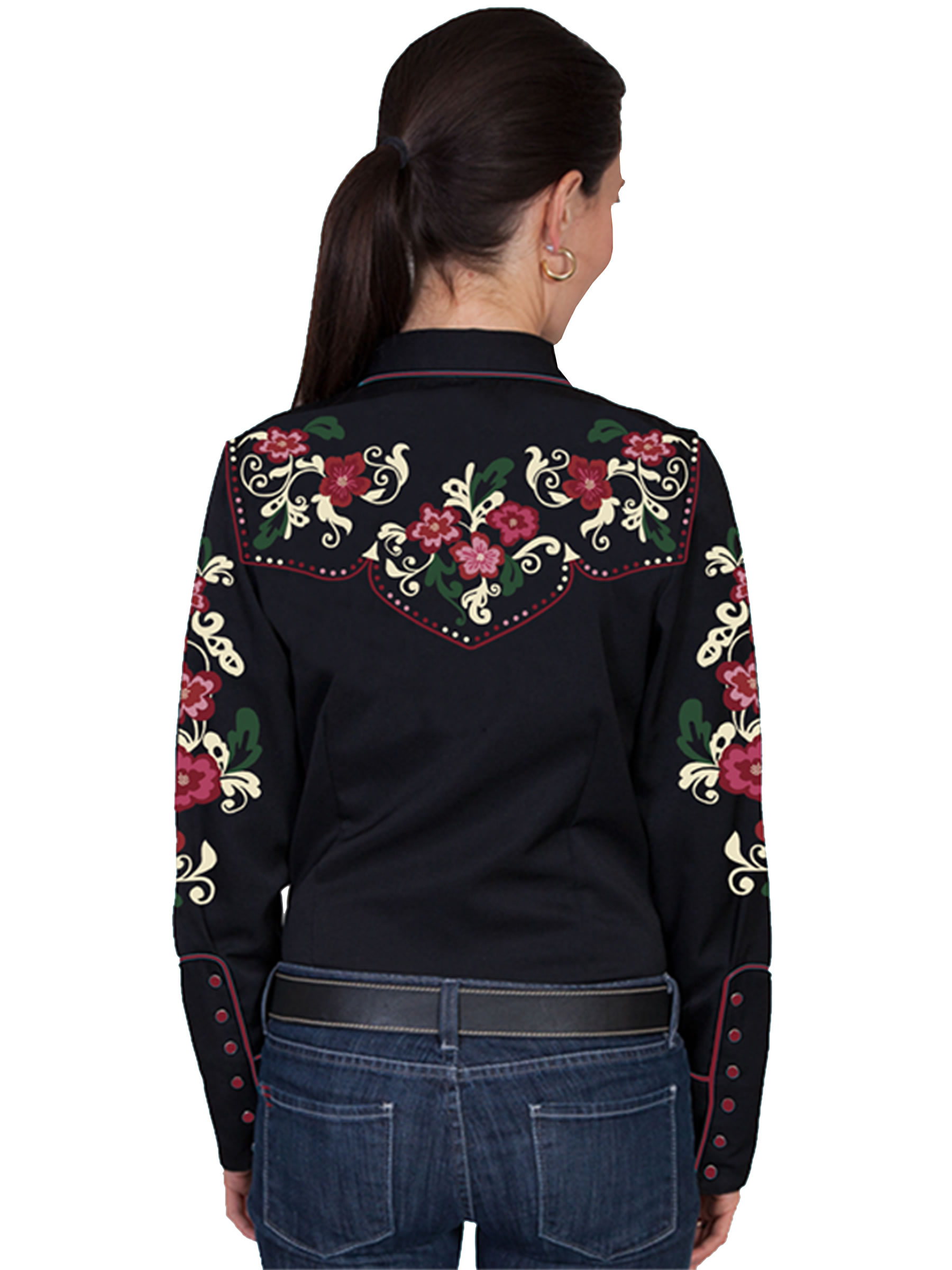 Pungo Ridge Scully Ladies Ls Western Shirt Wfloral Embroidery Scully Womens Western Shirts 3375