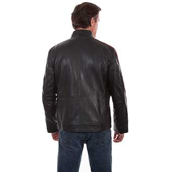 Scully Men's Lamb Leather Riding Jacket w/Stripes - Black #2