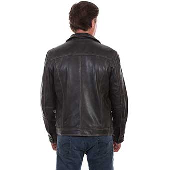 Scully Men's Vintage Leather Jean Jacket - Black #2