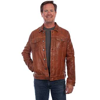 Scully Men's Leather Jean Jacket - Tan