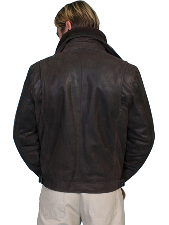 Scully Men's Frontier Leather Jacket w/Zip Out Knit Front - Brown #2