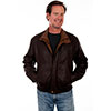 Scully Men's Featherlite Leather Jacket - Chocolate W/Cognac