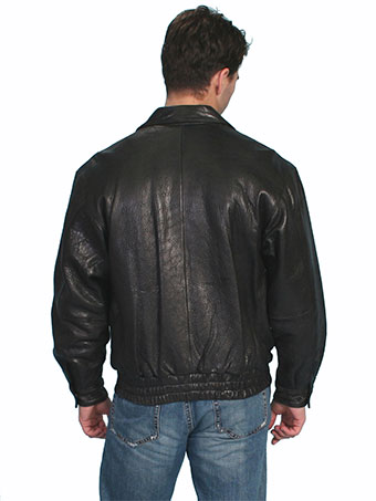 Scully Men's Rugged Lamb Leather Bomber Jacket - Black #2