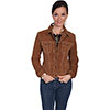 Scully Ladies Suede Jean Jacket - Cafe Brown