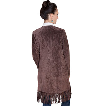 Scully Ladies Fringe Embroidered Suede Coat - Espresso #2