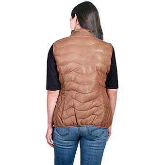 Scully Ladies Ribbed Leather Vest - Beige #2