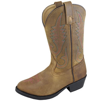 Smoky Mountain Youth's Annie Leather Western Boot - Distress Brown