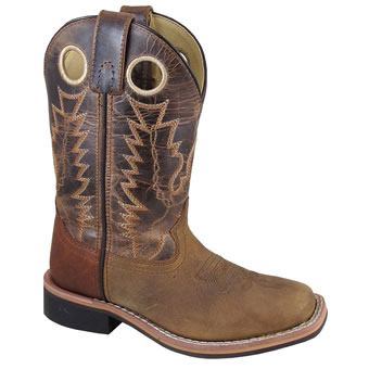 Smoky Mountain Youth's Jesse Square Toe Boot - Brown Distress/Brown Crackle