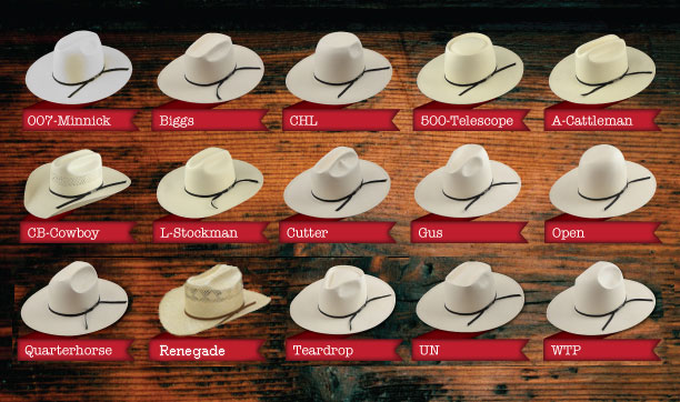 common cowboy hat shapes