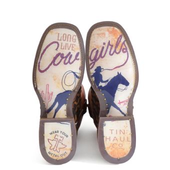 Tin Haul Ladies Weaving Time Boots w/Long Live Cowgirls Sole #2