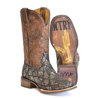 Tin Haul Ladies Paisley Python Boots w/Country Road Sole