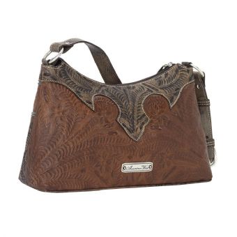 American West Desert Wildflower Zip-Top Shoulder Bag - Brown/Blue #4
