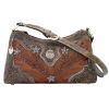 American West Desert Wildflower Zip-Top Shoulder Bag - Brown/Blue